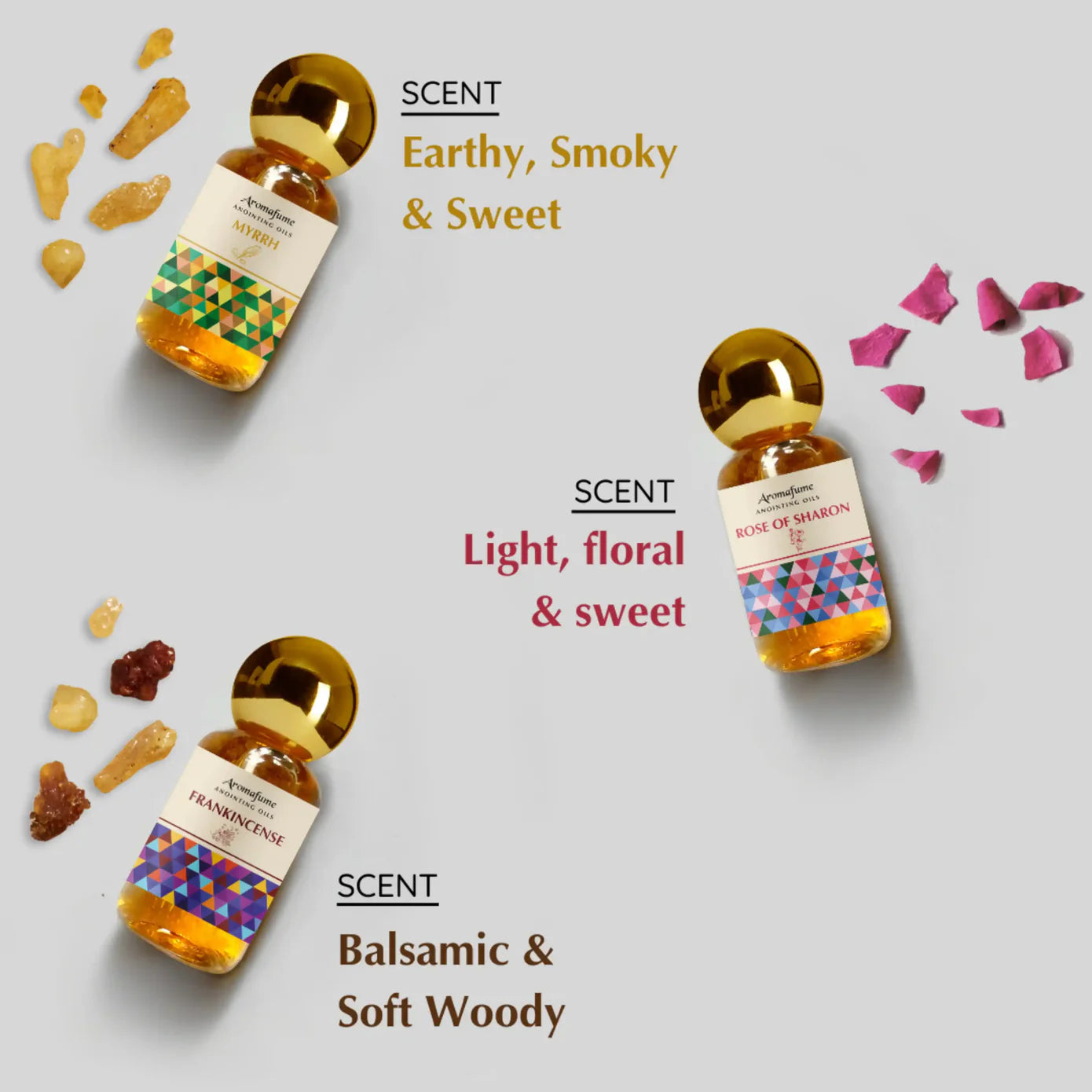 Frankincense, Myrrh & Rose of Sharon Anointing Oils Gift Set