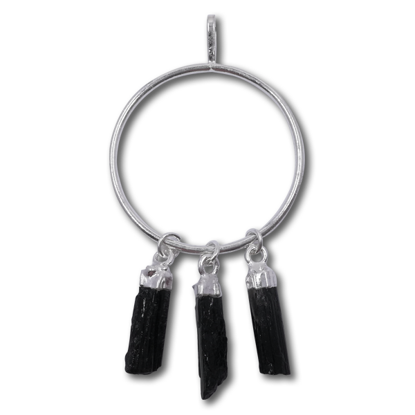 Black Tourmaline Ring Pendant – 3 drop