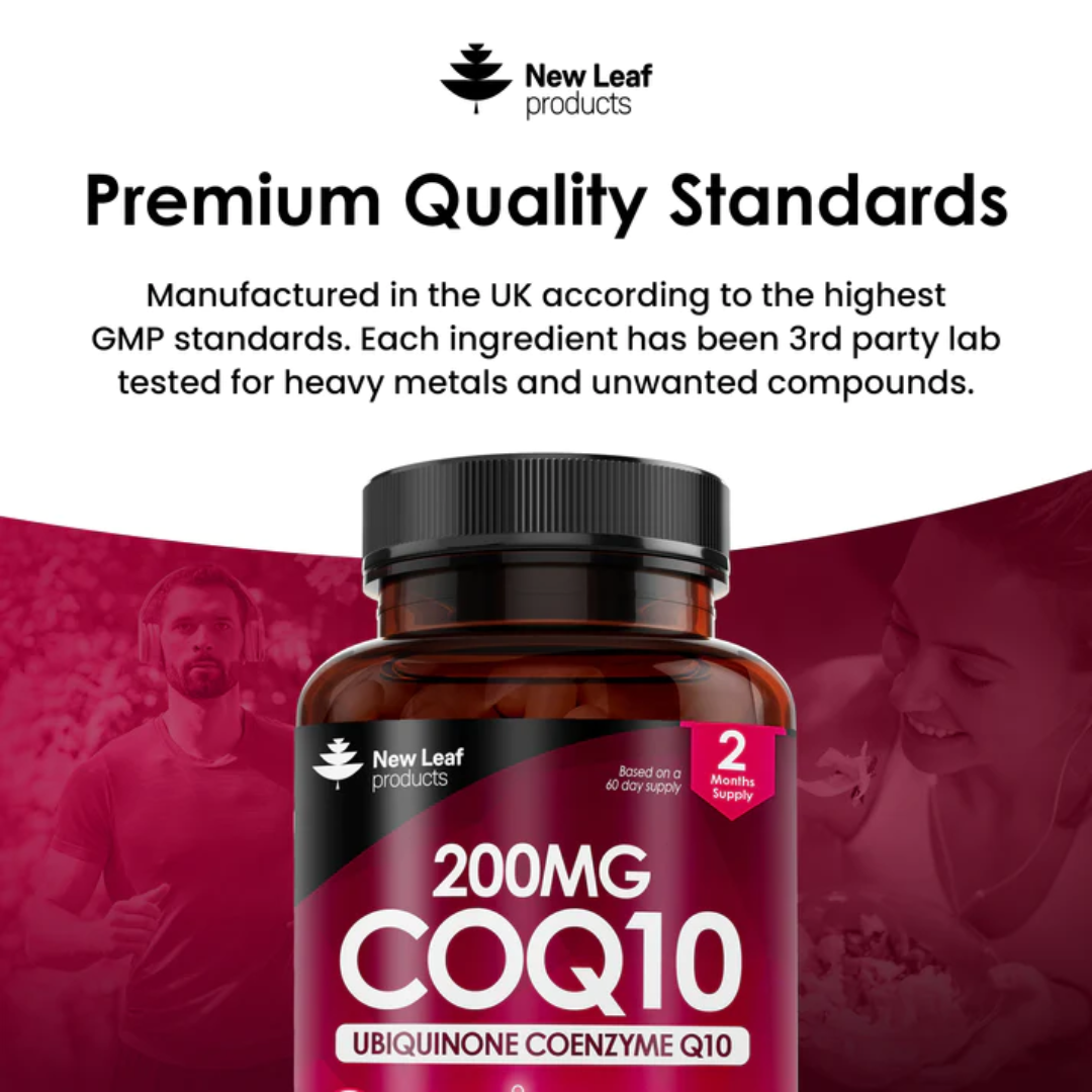 CoQ10 Supplement - Co Enzyme CQ10 High Strength 200mg Vegan Ubiquinone Coenzyme -120 Capsules
