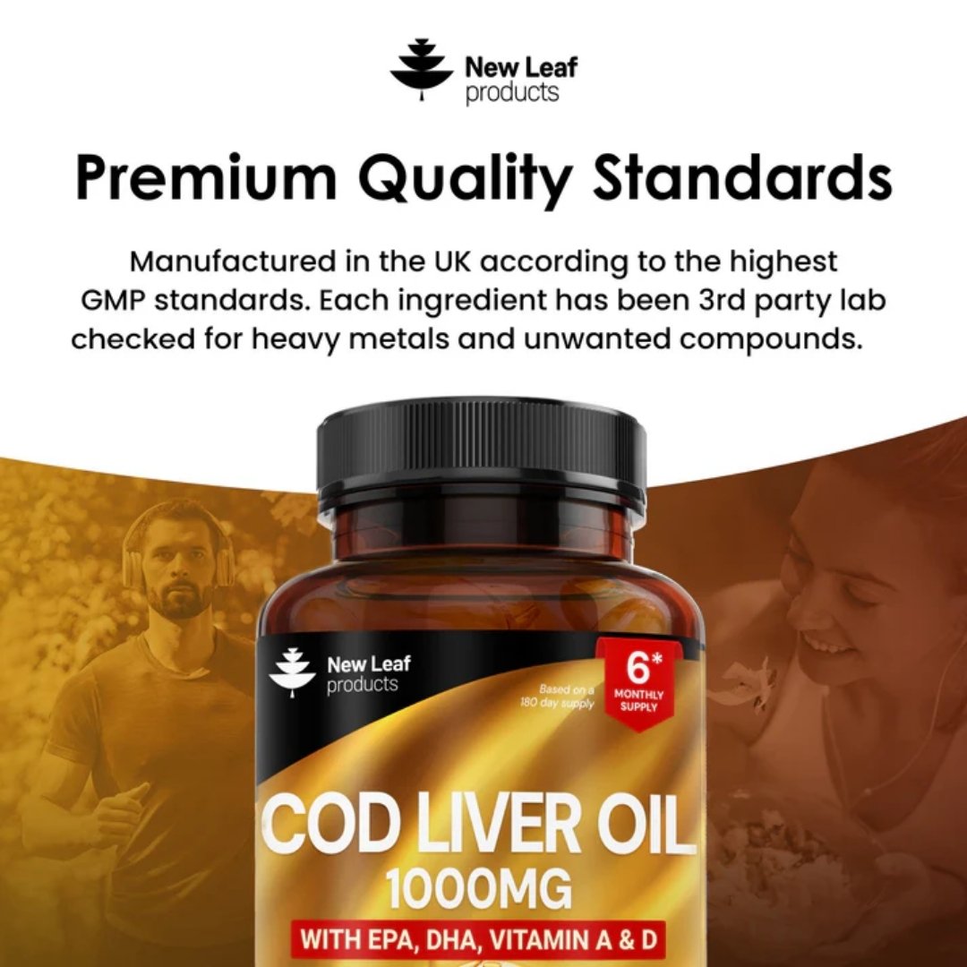 Cod Liver Oil Softgels 1000mg with EPA, DHA, Vitamin A & D
