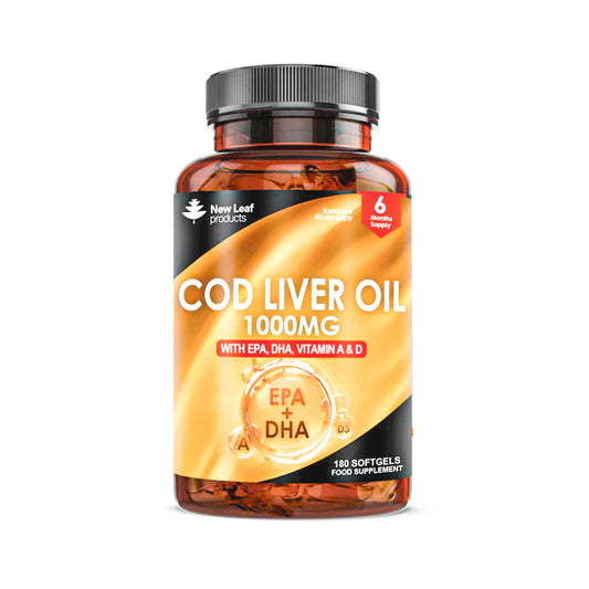 Cod Liver Oil with EPA, DHA, Vitamins A and D Softgel Supplement Capsules - 6 months