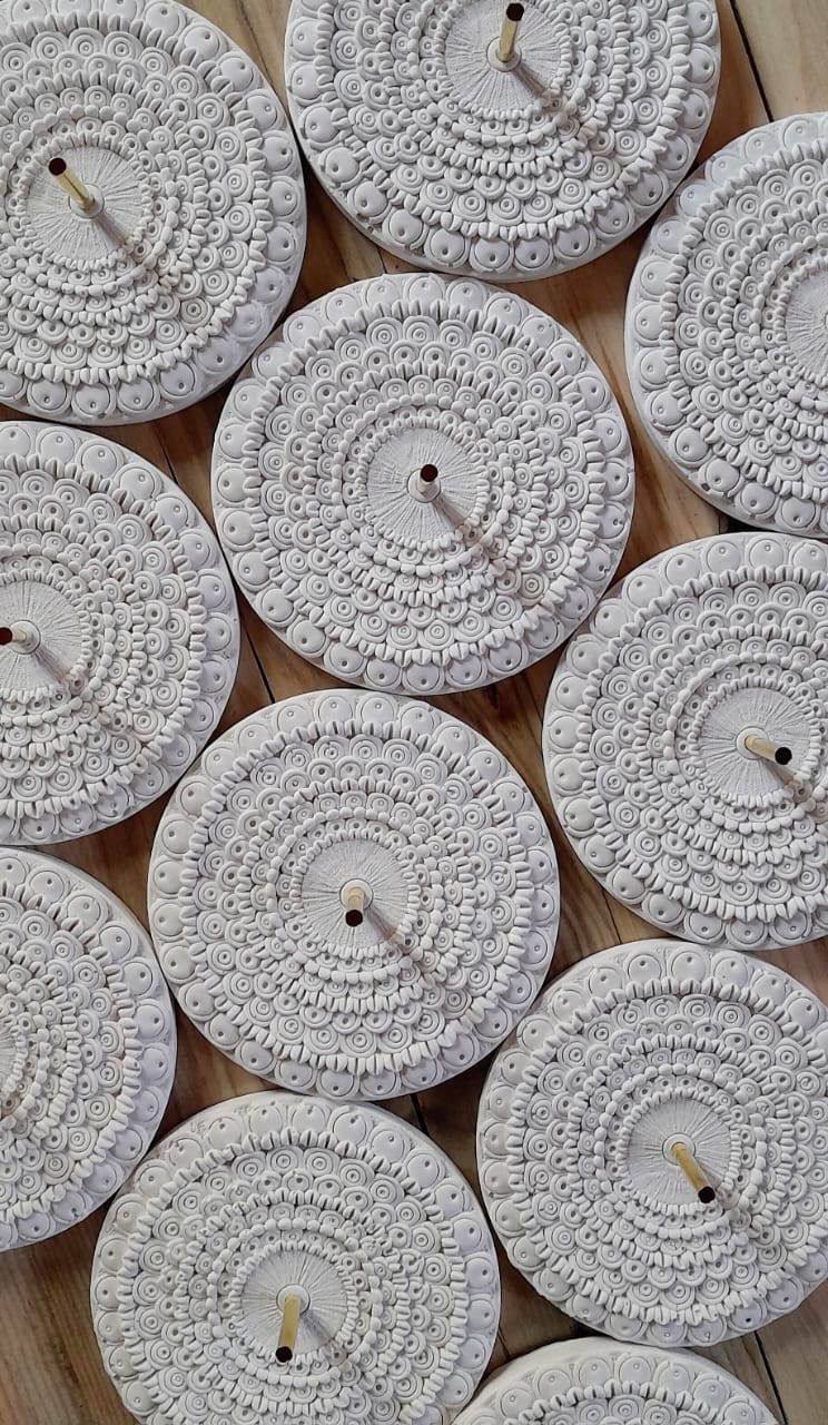 Serene Circles Resin White Incense Holder