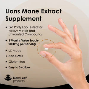Lions Mane Mushroom 2000mg - 180 | 365 High Strength Vegan Tablets