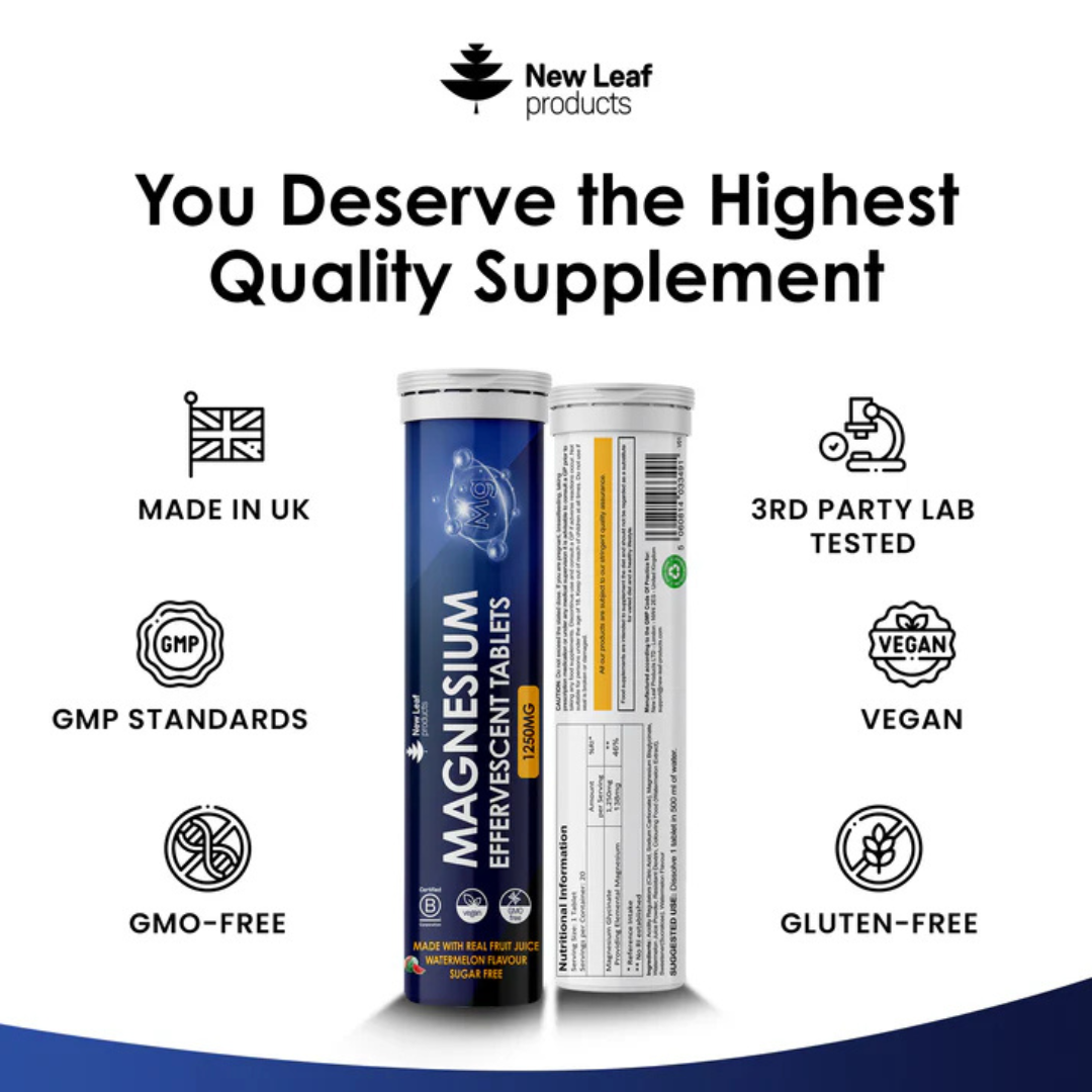 Magnesium Glycinate Effervescent High Strength Supplement Tablets - 2 months