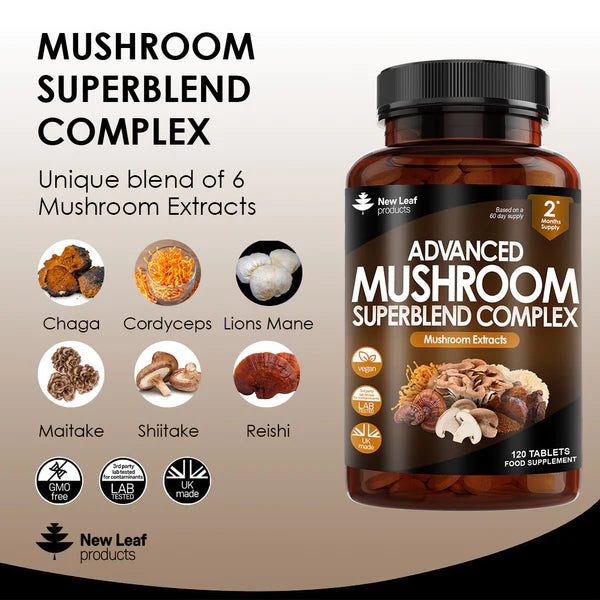 Mushroom Complex - Superblend Of 6 Mushroom Extracts - 120 High Potency Tablets