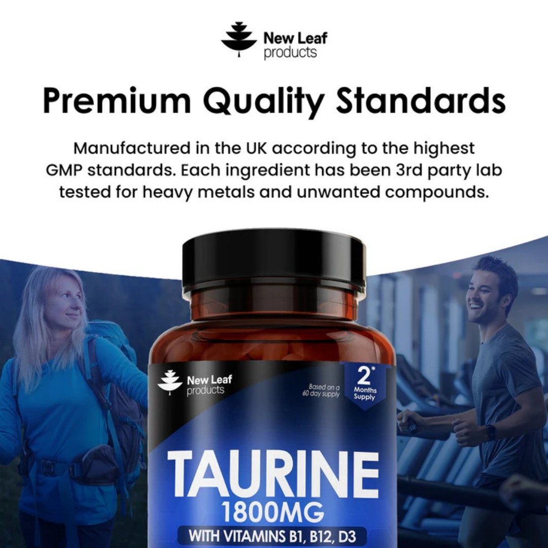 Taurine Capsules 1800mg with Vitamins B1, B12, D3