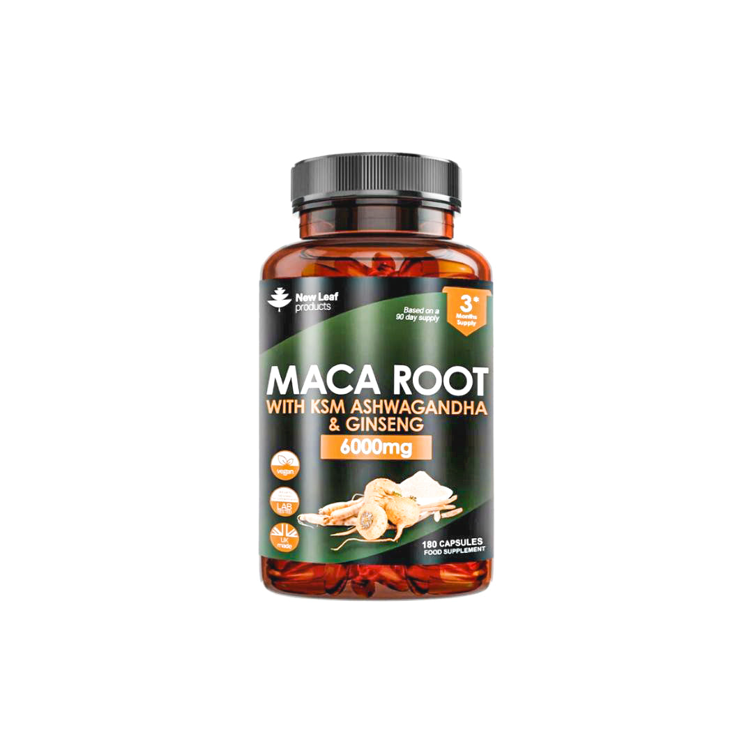 Maca Root Tablets with KSM Ashwagandha and Ginseng 3 Month Supply - 180