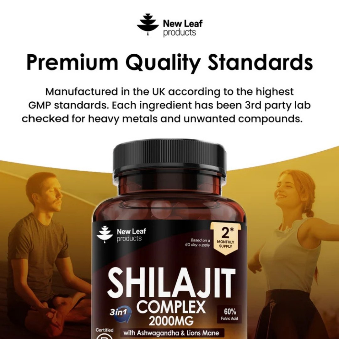 Shilajit Complex Capsules 2000mg with Ashwagandha & Lions Mane