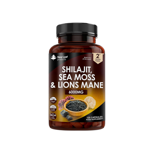 New Leaf Shilajit, Sea Moss & Lions mane Capsules 2 month