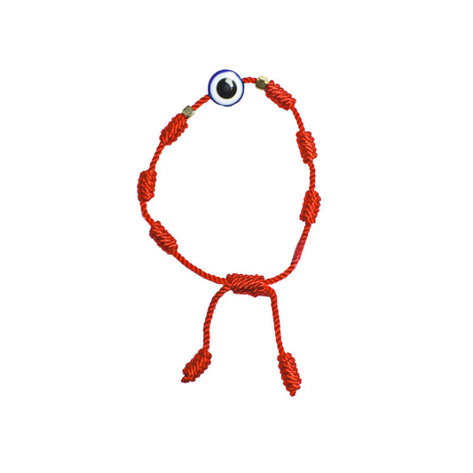 Single Red Evil Eye Macrame Bracelet