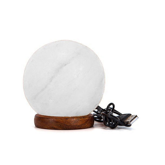 White Himalayan USB Salt Ball Lamp