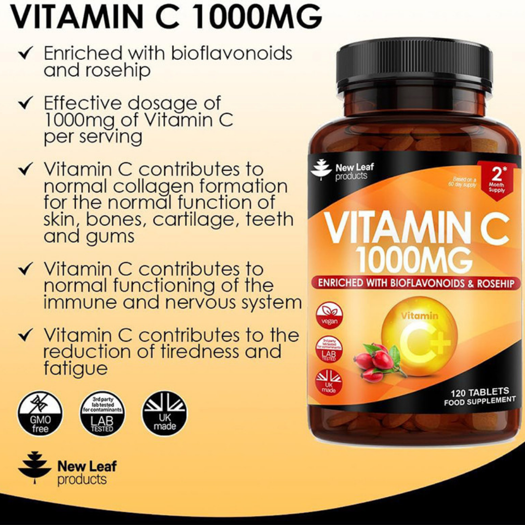 New Leaf High Strength Vitamin C + Rosehip 120 caps