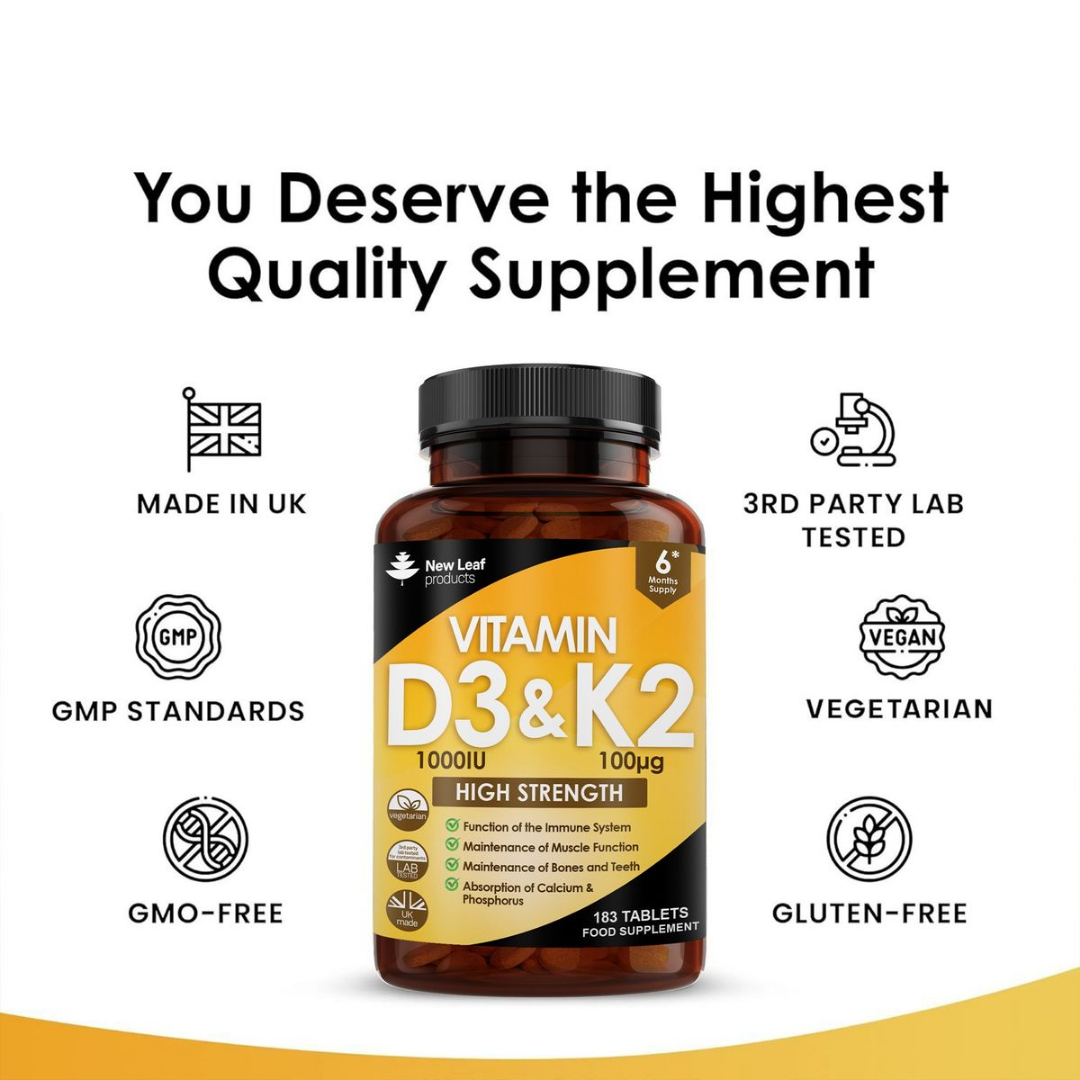 Vitamin D3 & K2 Tablets 183 Tablets