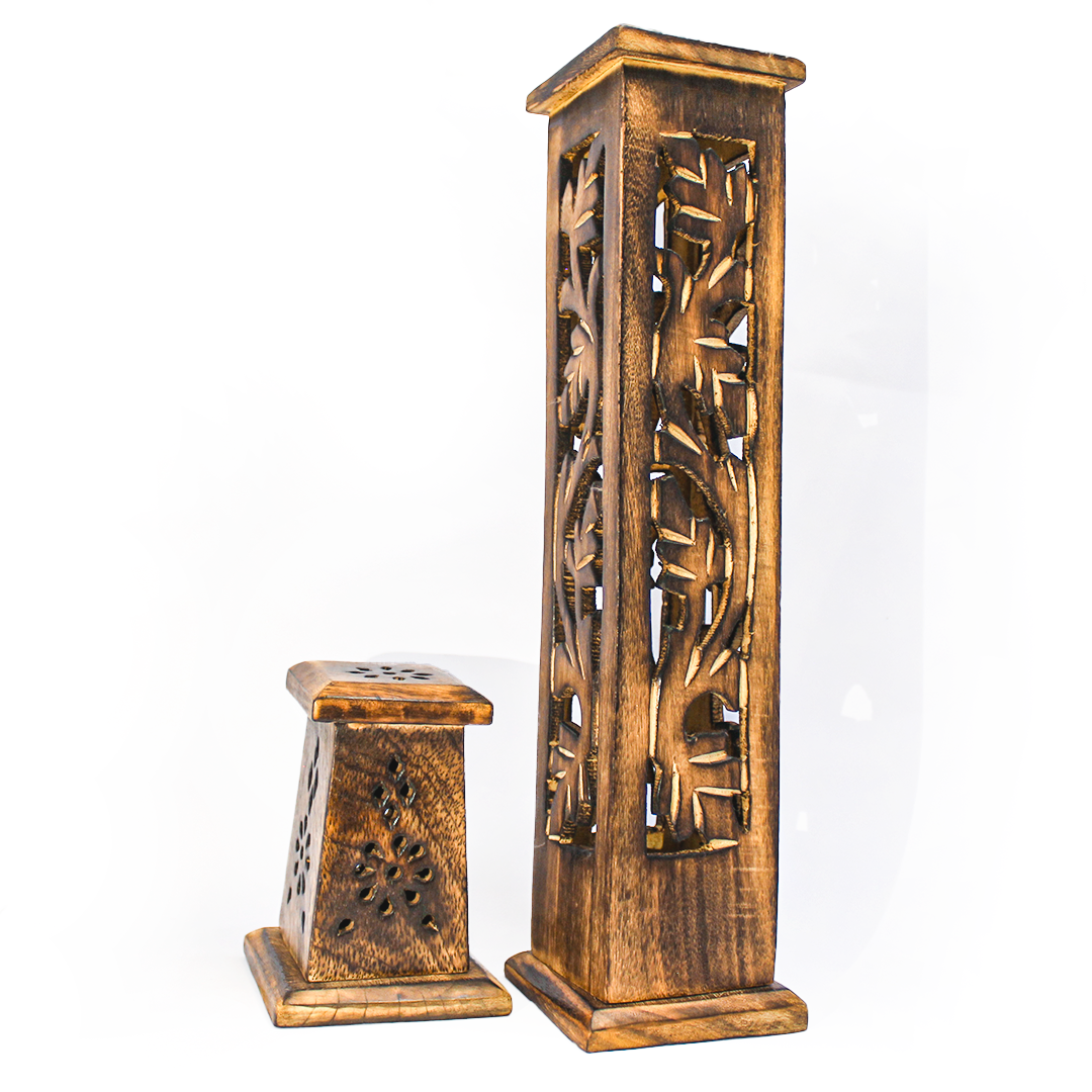 Square Wooden Tower Incense Burner