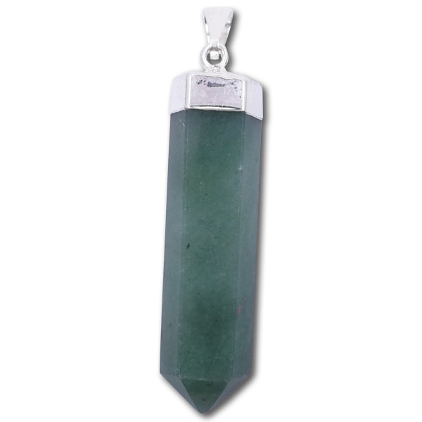 Aventurine Single Point Silver Plated Pendant Necklace