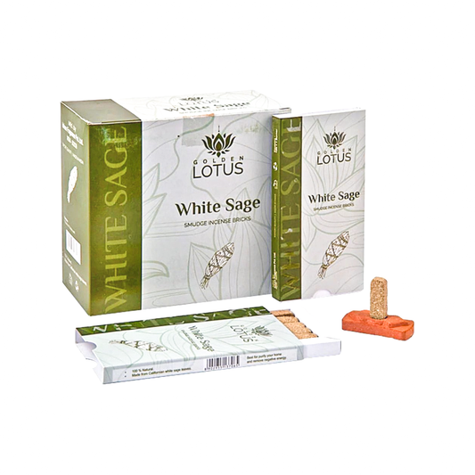 Golden Lotus White Sage Smudge Incense Bricks