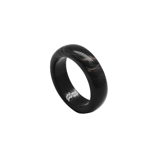 Pure Solid Black Agate Ring