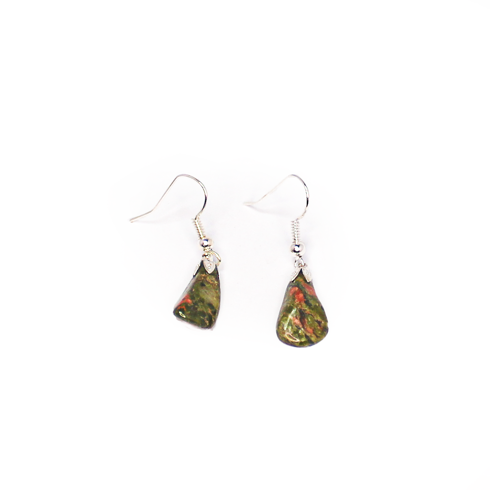Raw Gemstone Bloodstone Dangly Earrings