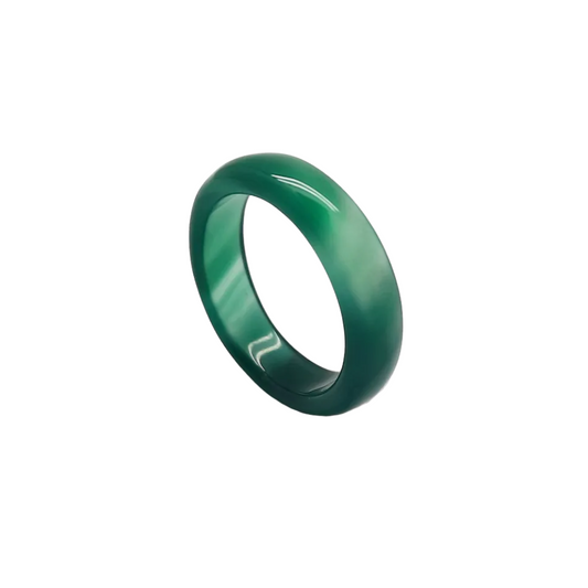 Pure Solid Green Agate Ring