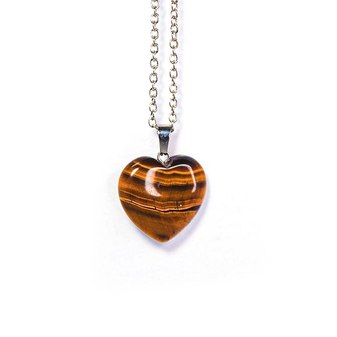 Heart Tigers Eye Pendant with chain