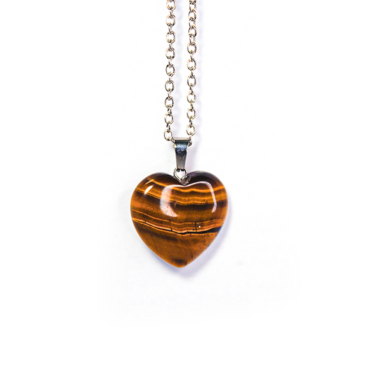 Heart Tigers Eye Pendant with chain 