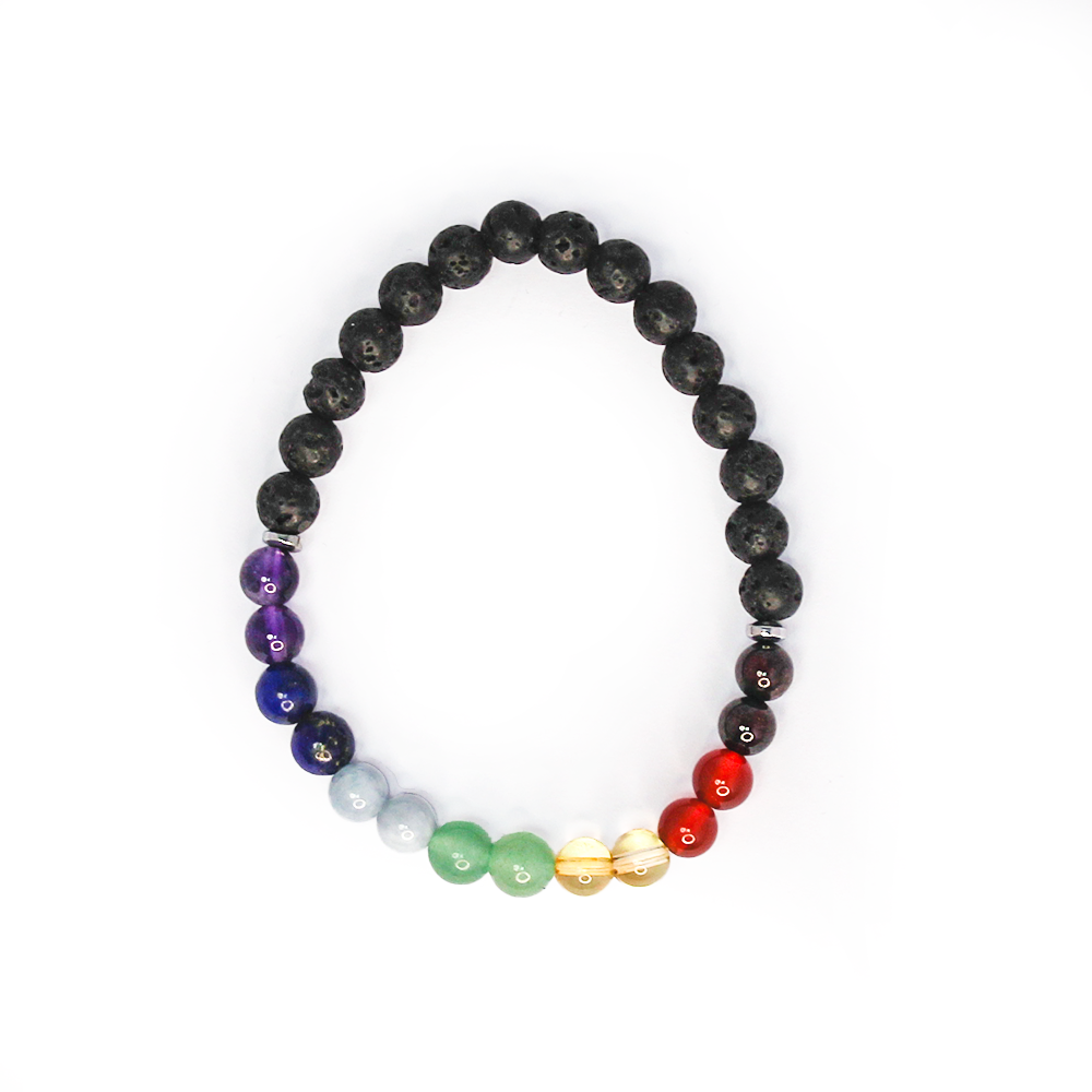 Lava Stone Double Chakra Bracelet 6mm