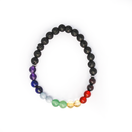Lava Stone Double Chakra Bracelet 6mm