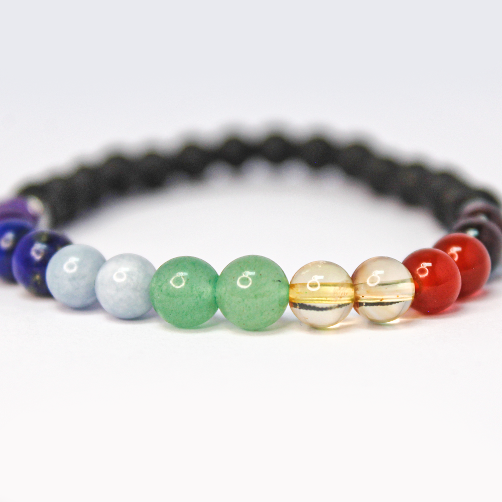 Lava Stone Double Chakra Bracelet 6mm