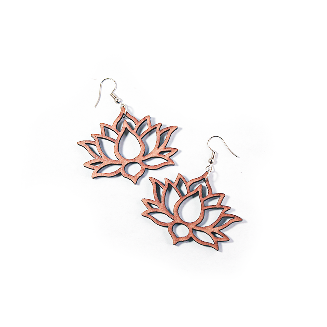 Wooden Lotus Earrings