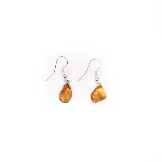 Raw Amber Gemstone Dangly Earrings