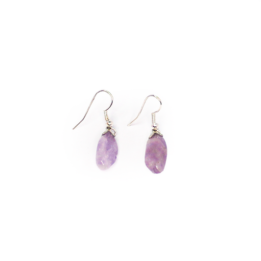 Raw Gemstone Amethyst Dangly Earrings