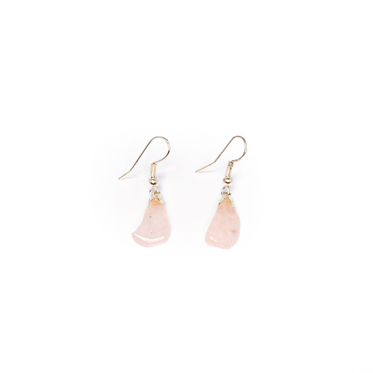 Raw Gemstone Rose quartz Dangly Earrings