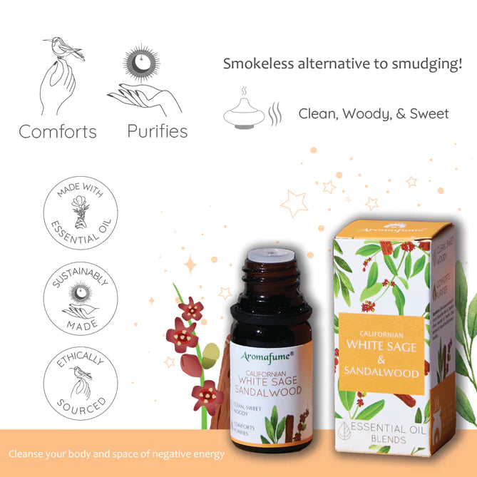 Californian white Sage & Sandalwood Essential Oil Blend - 10ml