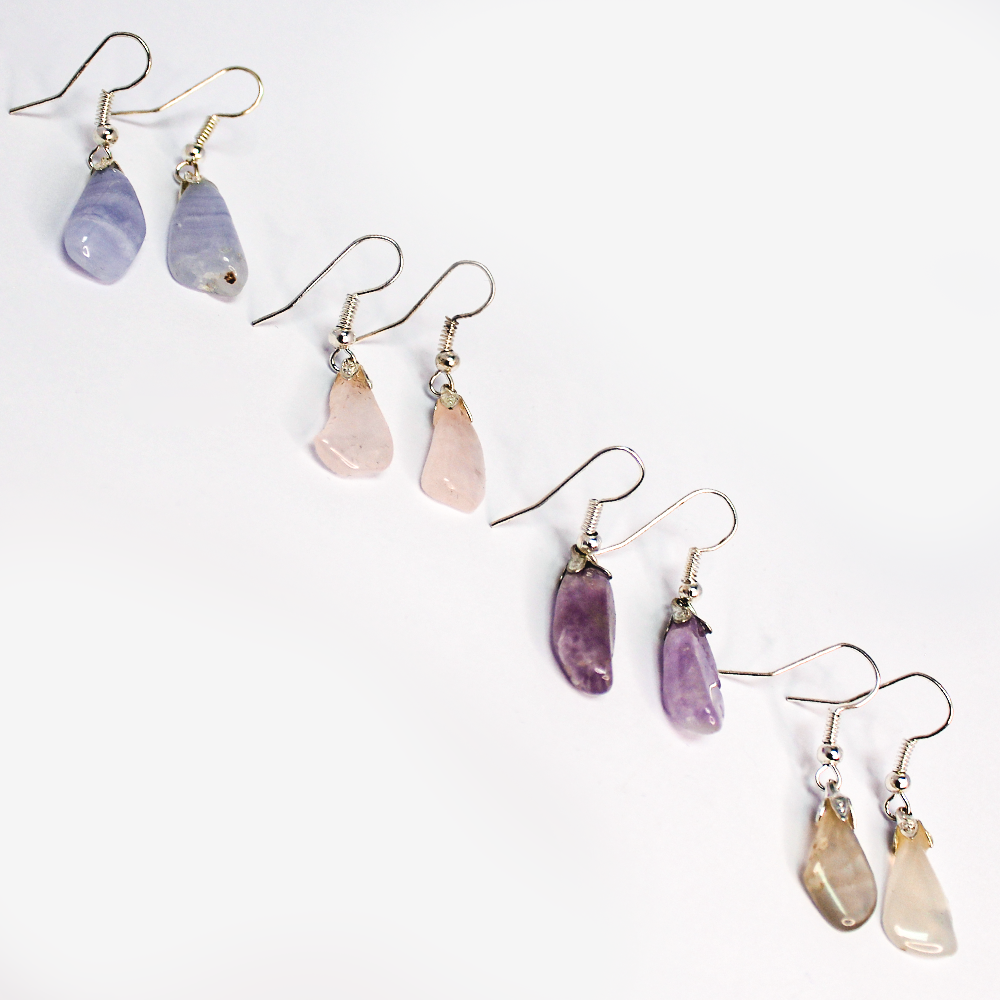 Raw Gemstone Onyx Dangly Earrings