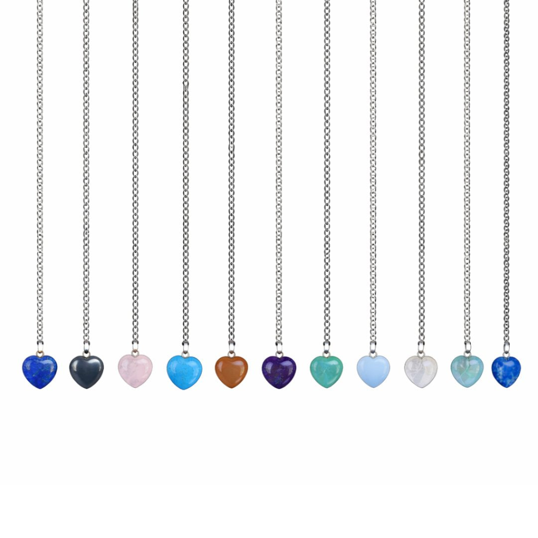 Assorted Gemstone Heart Necklaces