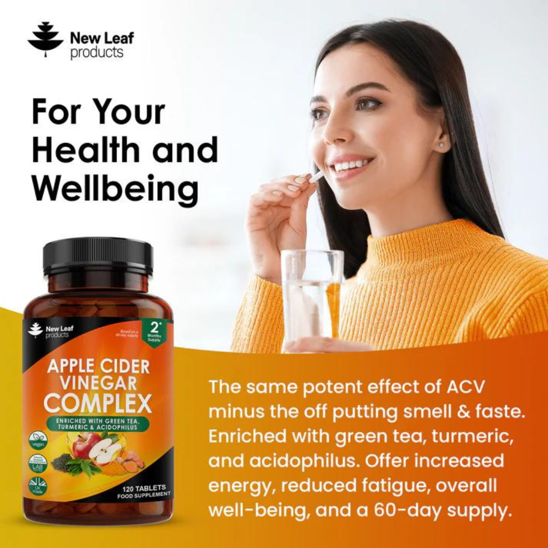 Apple Cider Vinegar with Mother Capsules , High Strength Apple Cider Vinegar with Mother + Probiotics, Tumeric & Ginger
