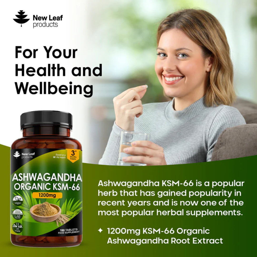 Ashwagandha KSM-66 1200mg Root Extract - High Strength 365 Vegan Tablets