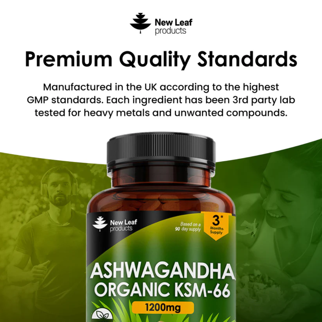 Ashwagandha KSM-66 1200mg Root Extract - High Strength 365 Vegan Tablets