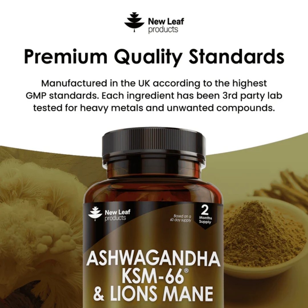 Ashwagandha KSM-66 & Lions Mane Capsules 2000mg