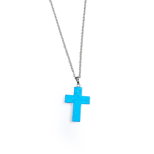 Blue Howlite Cross Pendant