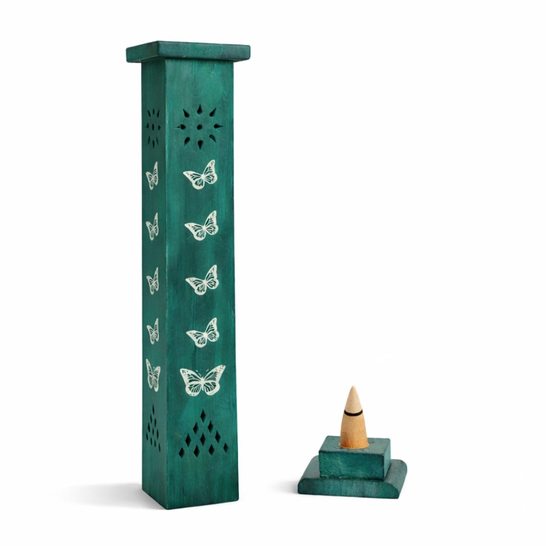 Butterfly Tower Incense Holder – Wooden (Coloured)