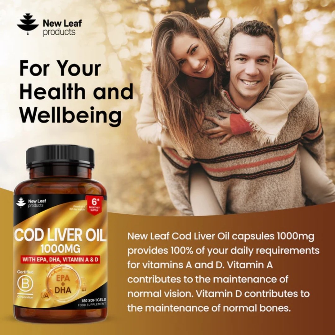 Cod Liver Oil Softgels 1000mg with EPA, DHA, Vitamin A & D