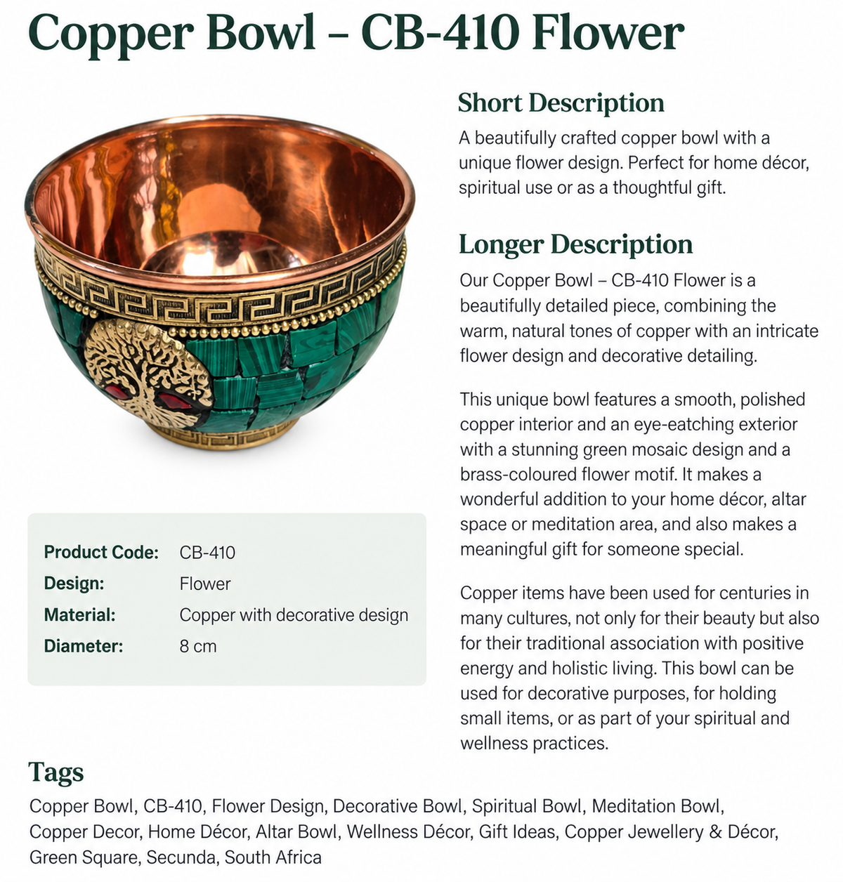 Copper Bowl  Flower | 8 cm