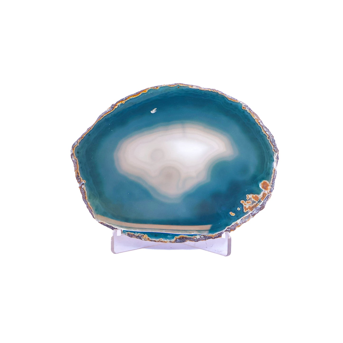 Teal Agate Slice with Stand