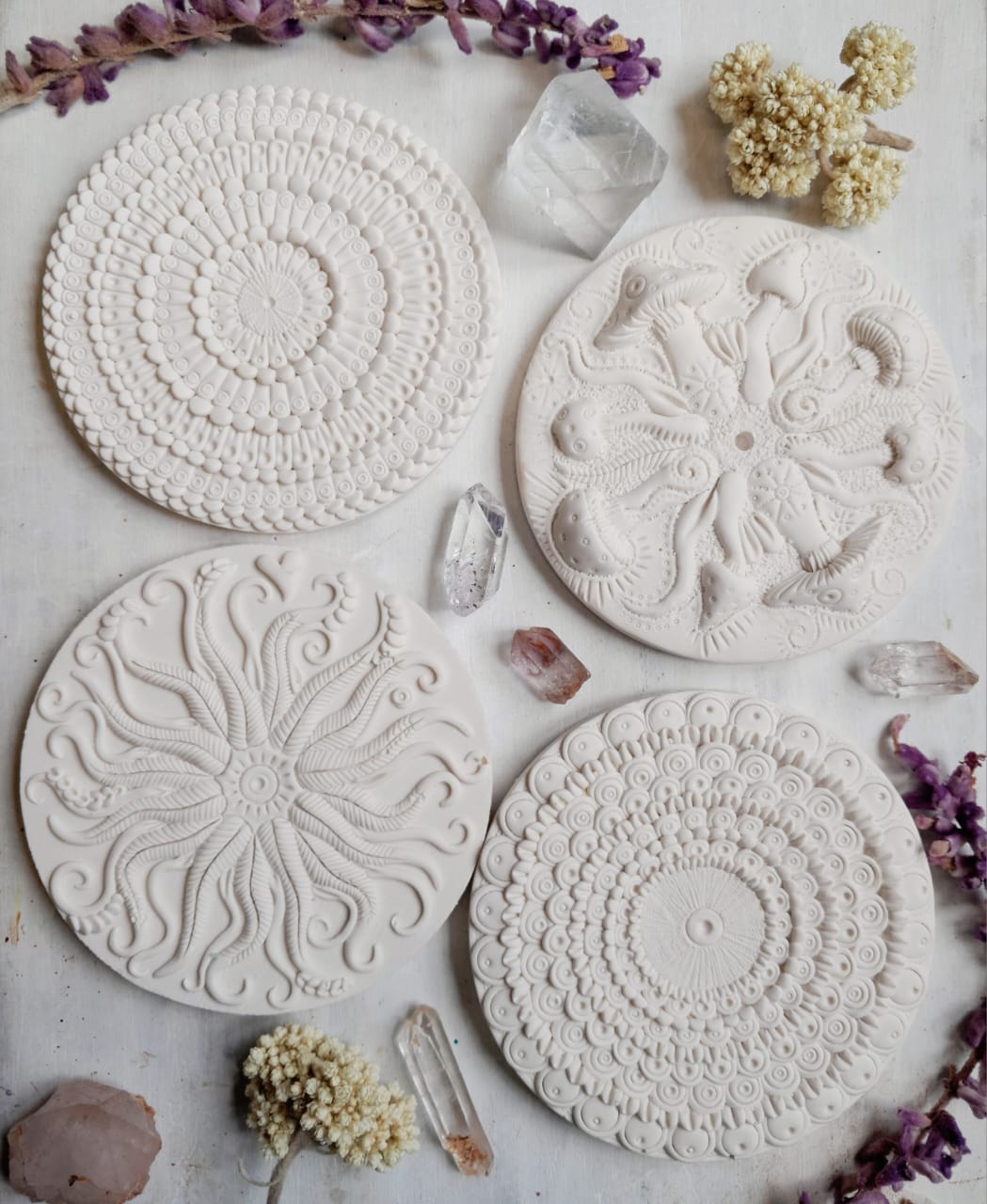 Serene Circles Resin White Incense Holder