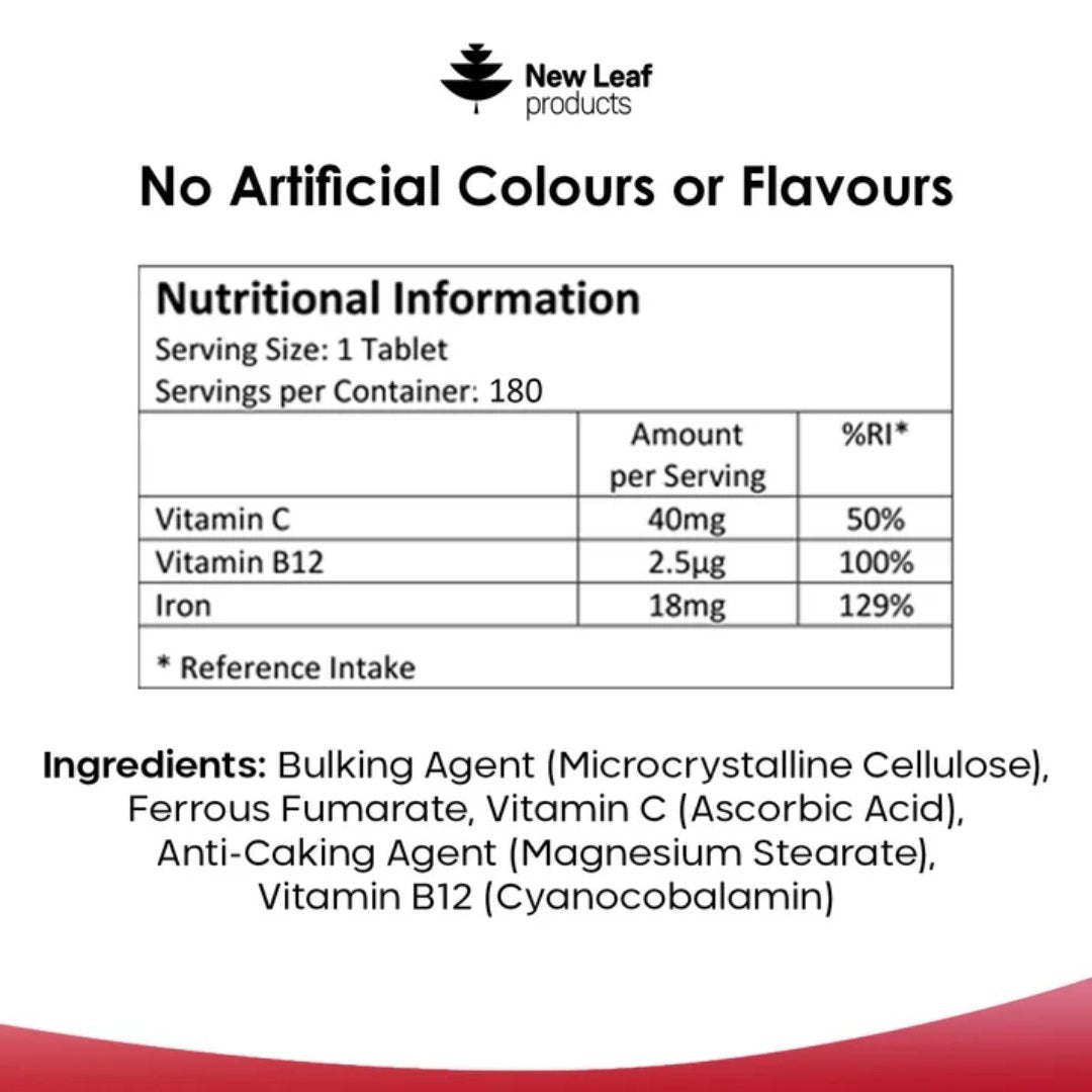 Iron Complex Tablets 18mg with Vitamin C & B12