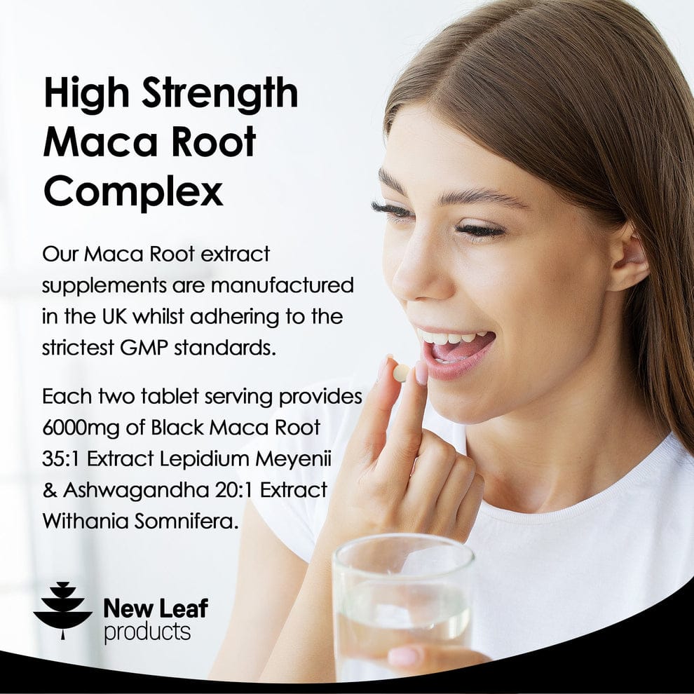 Maca Root 6000mg With Ashwagandha – 100% Peruvian Black Maca Root 180 Tablets