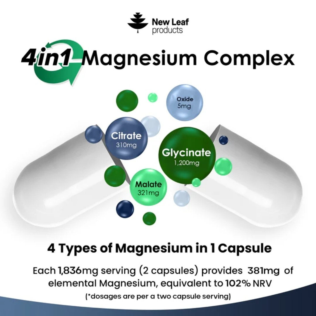 Magnesium 4-in-1 Complex – 381mg Elemental (Glycinate, Malate, Citrate & Oxide)