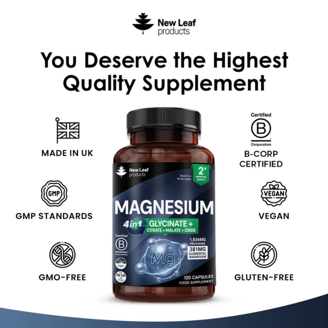 Magnesium 4-in-1 Complex – 381mg Elemental (Glycinate, Malate, Citrate & Oxide)