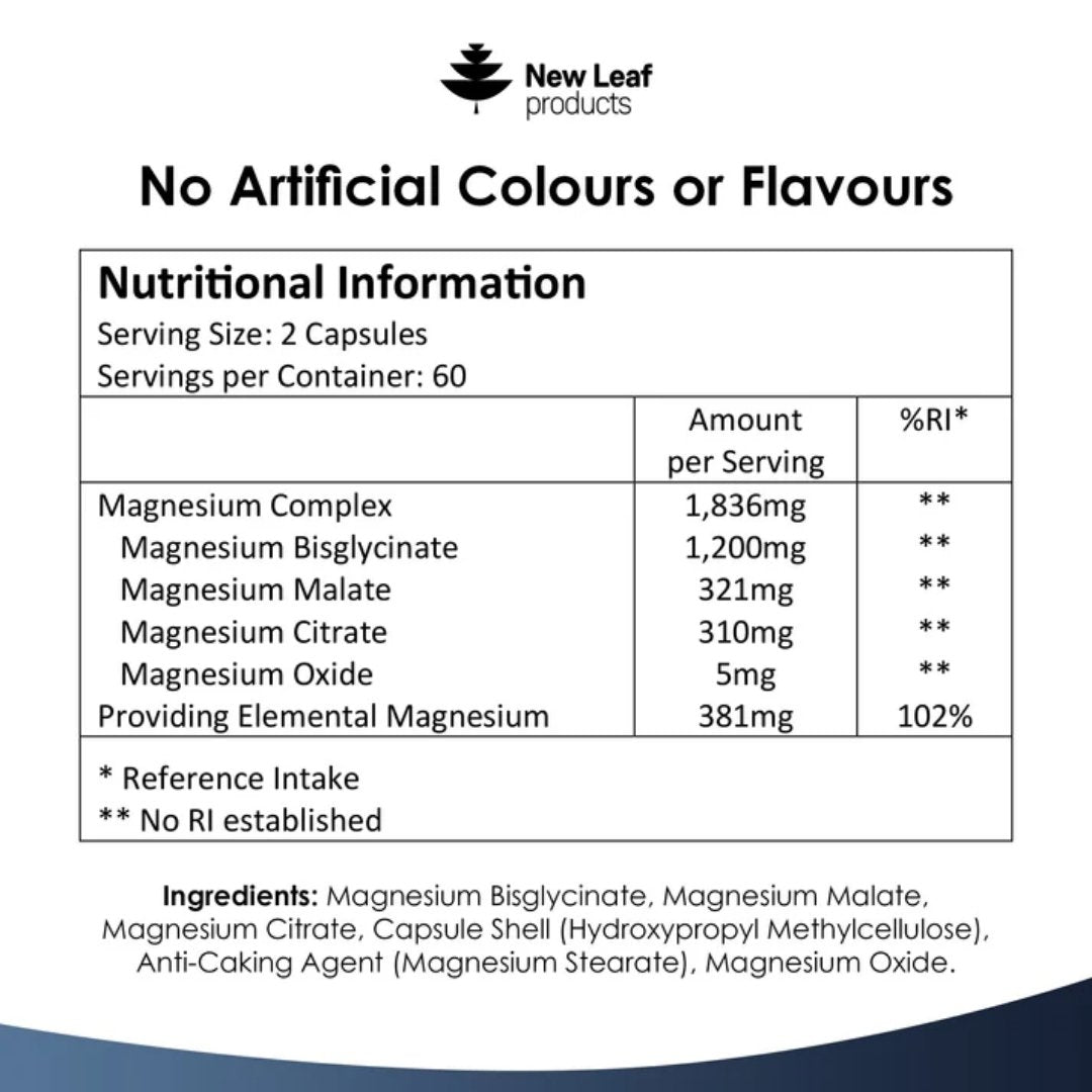 Magnesium 4-in-1 Complex – 381mg Elemental (Glycinate, Malate, Citrate & Oxide)